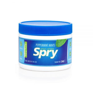 SPRY NATURAL PEPPERMINT XYLITOL MINTS (SUGAR-FREE) 240 MINTS/ TUB