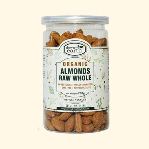down to earth Almonds Raw Whole Organic 250g