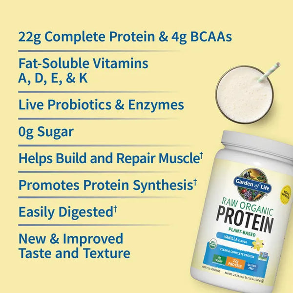 Garden of Life Raw Organic Protein Powder - Vanilla 620gm