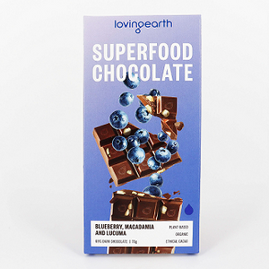 Loving Earth Choc Blueberry & Macadamia Superfood Chocolate 70gm - 10% off