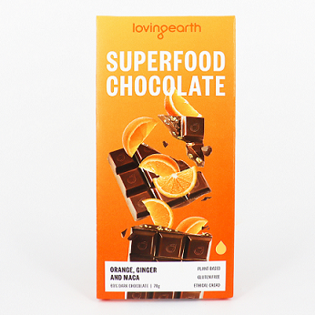 Loving Earth Choc Orange & Ginger Superfood Chocolate 70gm - 10% off