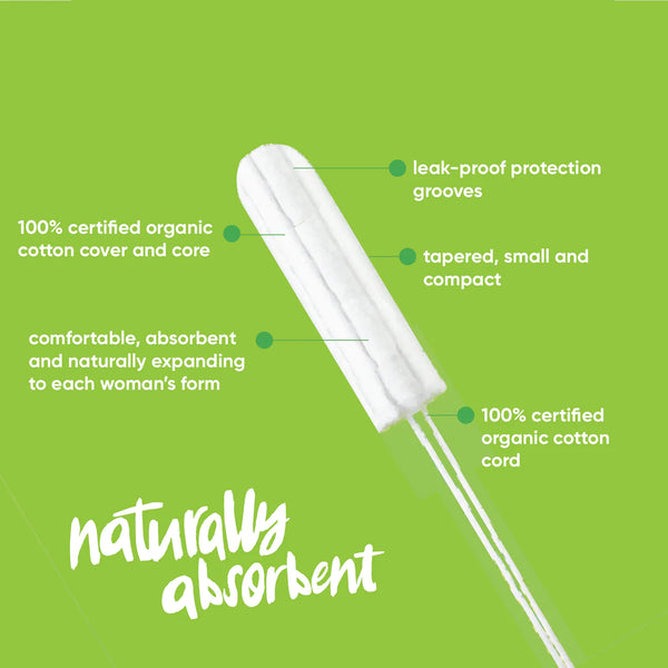 Oi Organic Non-applicator Tampons. 16 mini tampons