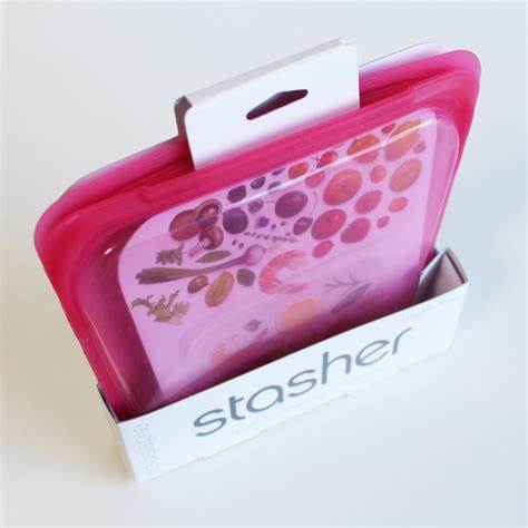 Stasher Reusable Silicone Sandwich Bag Raspberry 450ml