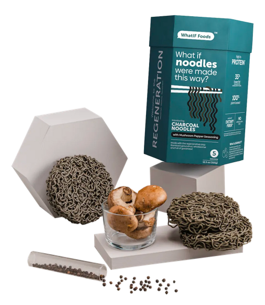 WhatIF Foods | Charcoal Noodles - Mushroom Pepper 5 servings - 375gm
