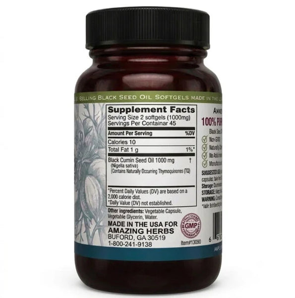 Amazing Herbs PREMIUM Black Seed Oil Softgels 500mg