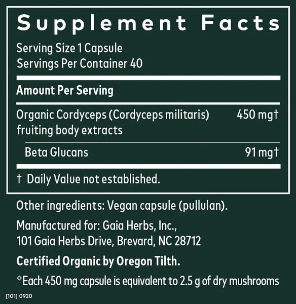 Gaia Herbs Cordyceps Mushroom 40vcaps