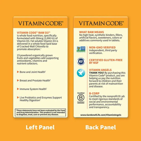 Garden of Life Vitamin Code Raw D3 2,000 IU 60 Capsules