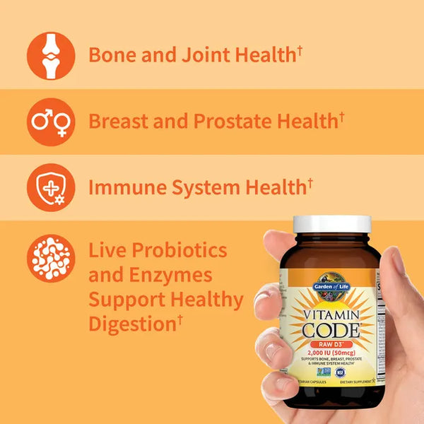 Garden of Life Vitamin Code Raw D3 2,000 IU 60 Capsules