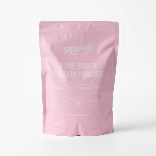 Mitchells Bone Broth Protein Powder - Real Strawberry 500gm