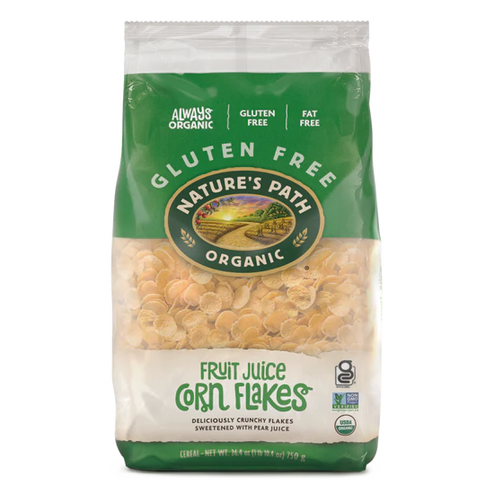 Nature's Path Corn Flakes Cereal - fruit juice sweetened. Eco Pack 750gm