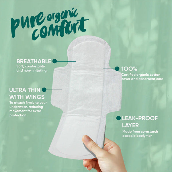 Oi Organic Super Pads. 10 ultra-thin pads with wings