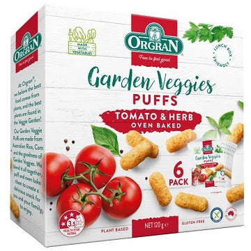 Orgran Garden Veggies Puffs Tomato & Herb Multipack 6 x 20g