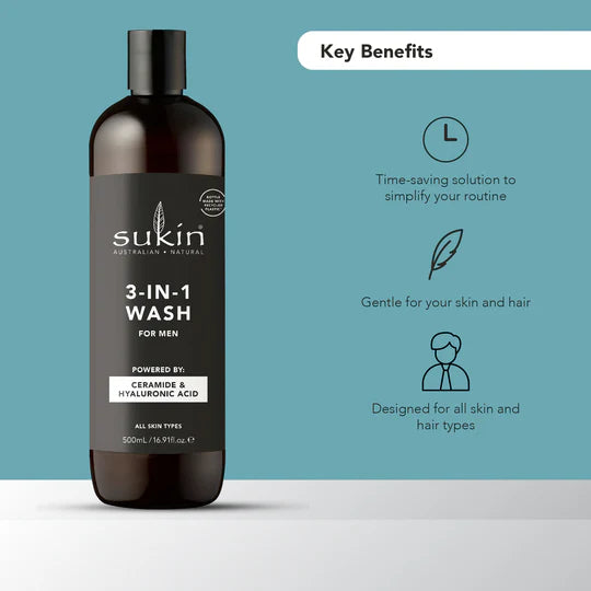 Sukin MEN'S 3 IN 1 WASH 500ML - 20% off
