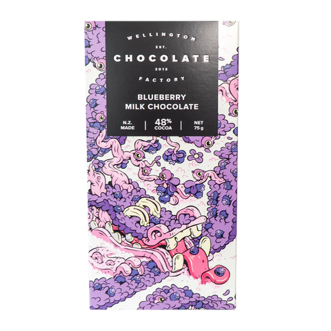 The Wellington Chocolate Factory Blueberry Milk Chocolate Bar 75gm