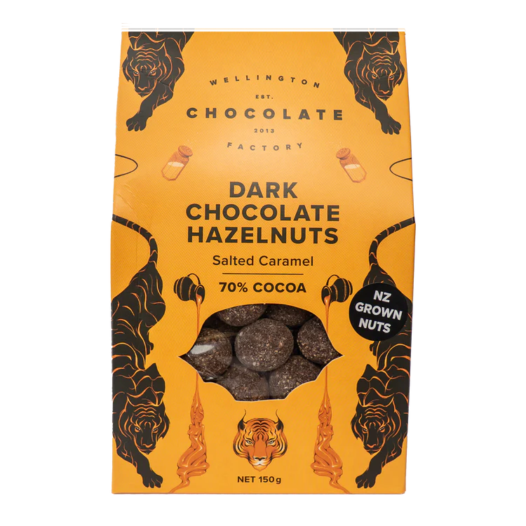 The Wellington Chocolate Factory Salted Caramel Dark Chocolate Hazelnuts
