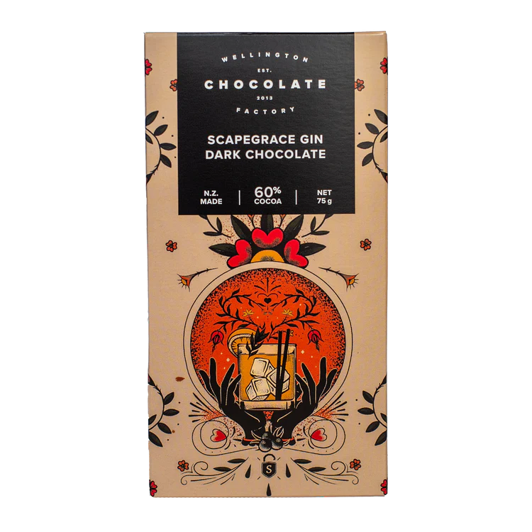 The Wellington Chocolate Factory Gin Dark Chocolate Bar 75gm