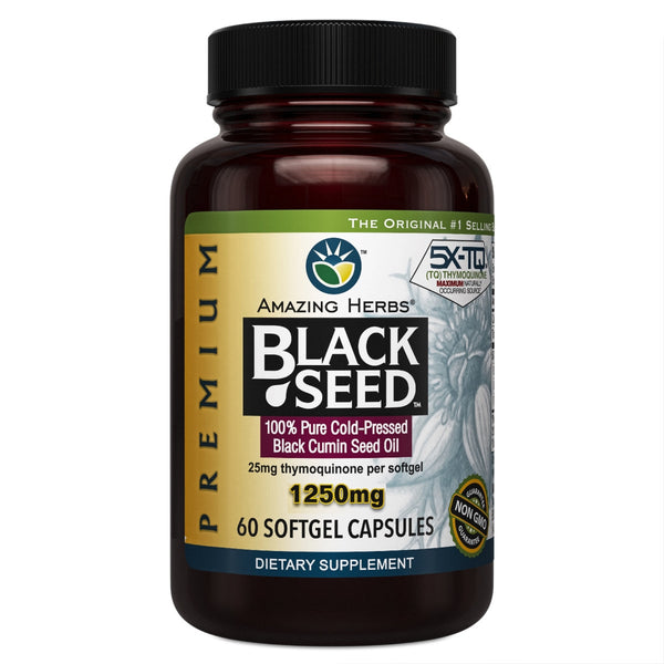 Amazing Herbs PREMIUM Black Seed Oil XL 60Softgels 1250mg