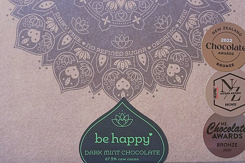 Be Happy Dark Mint Chocolate 67.5% Raw Cacao 85gm.