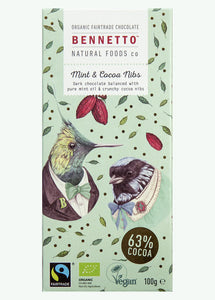 Bennetto Chocolate Mint & Cocoa Nibs 63% Cocoa