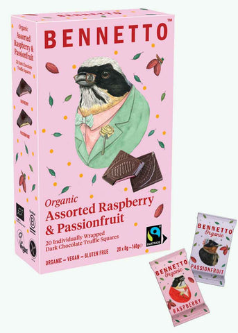 Bennetto ASSORTED RASPBERRY & PASSIONFRUIT TRUFFLE FILLED SQUARES - 8gm