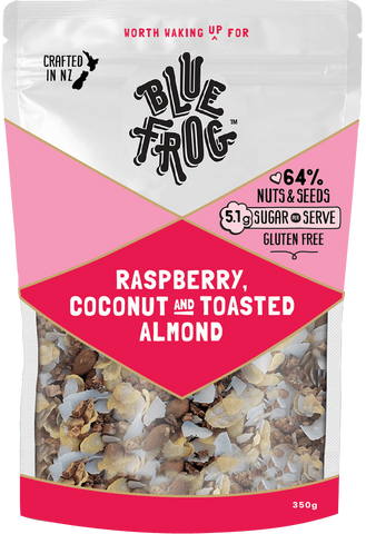 Blue Frog Raspberry, Coconut & Toasted Almond 350gm