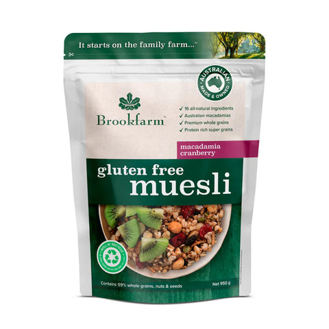 Brookfarm Muesli Macadamia Cranberry Gluten Free 350gm - 10% off