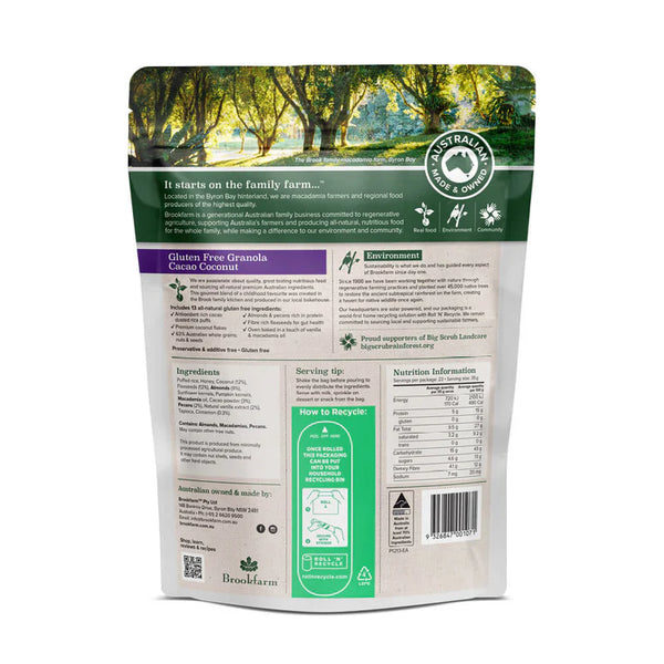 Brookfarm Granola Cacao Coconut Gluten Free 350gm - 10% off