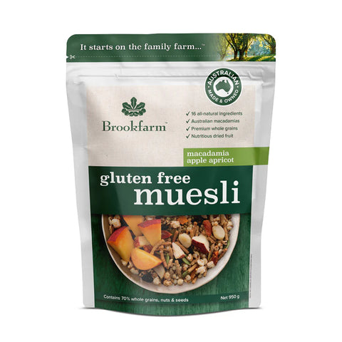 Brookfarm Gluten Free Muesli Macadamia Apple & Apricot 950gm - 10% off