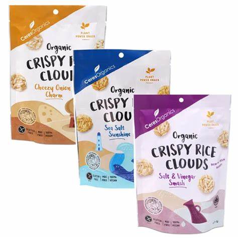 Ceres Organics Organic Crispy Rice Clouds, Salt & Vinegar Smash - 50g