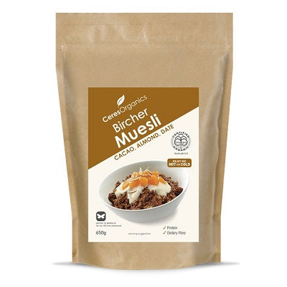 Ceres Organics Bircher Muesli, Cacao, Almond, Date - 650g