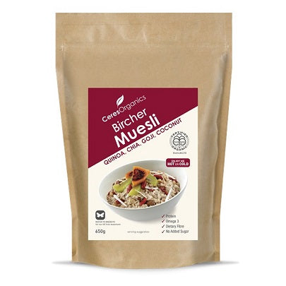 Ceres Organic Bircher Muesli, Quinoa, Chia, Goji, Coconut - 650g