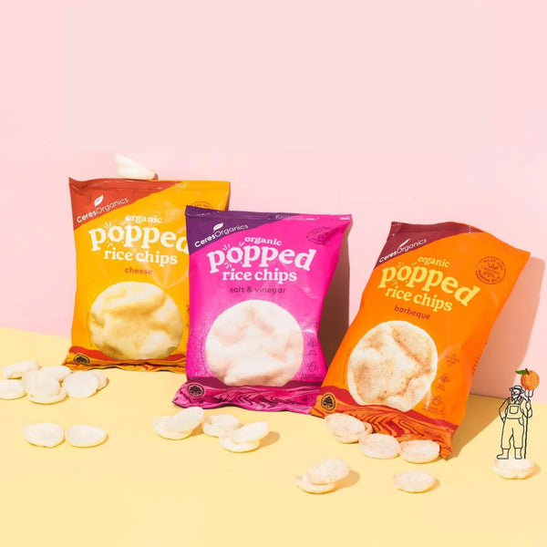 Ceres Organics Organic Popped Rice Chips, Cheese - 100g