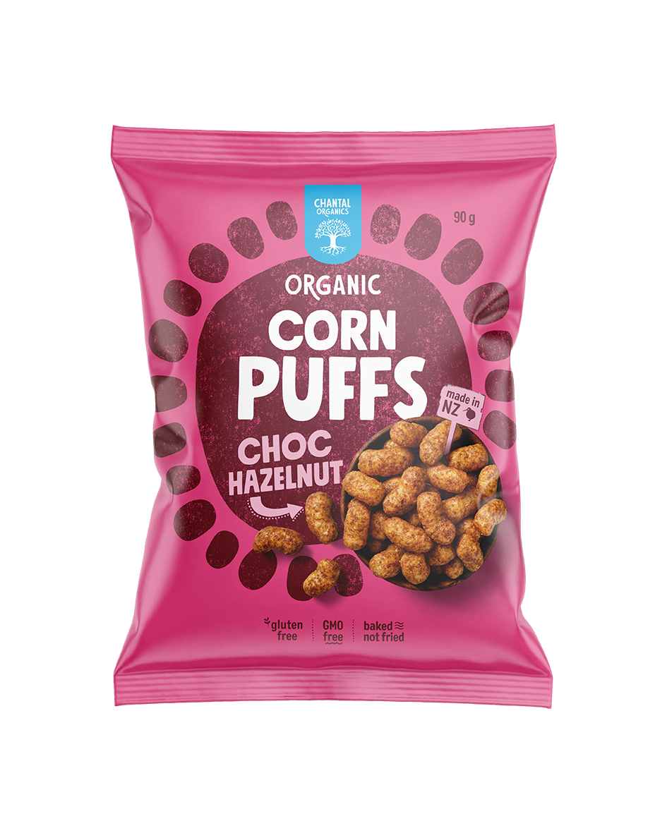 Chantal Organics Corn Puffs Choc Hazelnut 90gm
