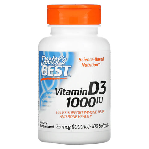 Doctor's Best Vitamin D3, 25 mcg (1,000 IU), 180 Softgels