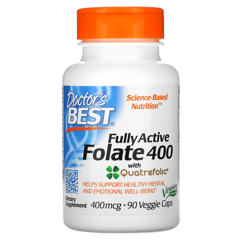 Doctor's Best Fully Active Folate 400 with Quatrefolic, 400 mcg, 90 Veggie Caps