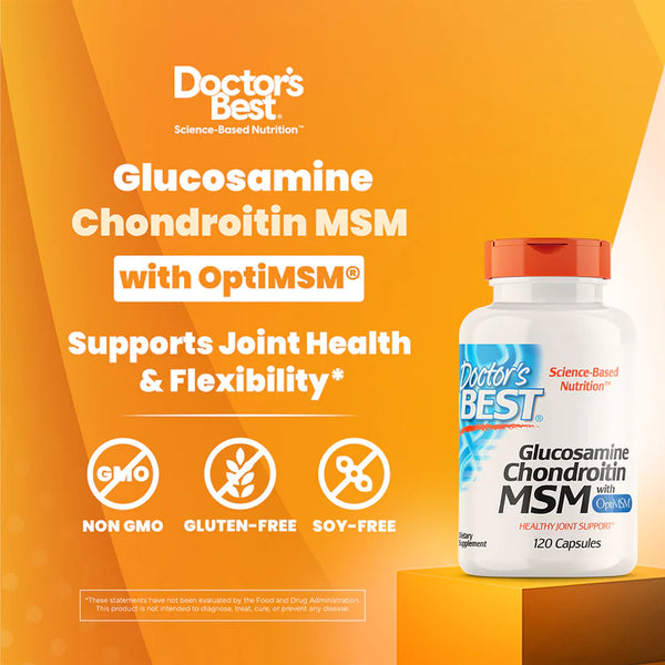 Doctor's Best Glucosamine Chondroitin MSM with OptiMSM, 120 Veggie Caps