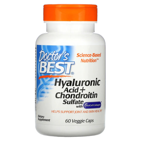 Doctor's Best Hyaluronic Acid + Chondroitin Sulfate with BioCell Collagen, 60 Veggie Caps