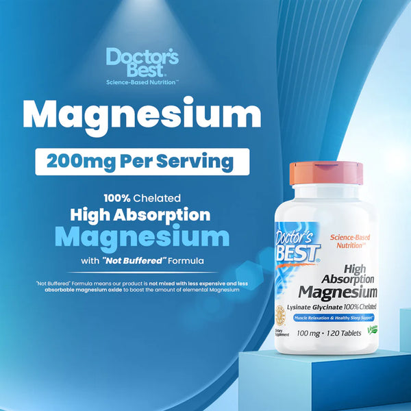 Doctor's Best High Absorption Magnesium, 100 mg, 120 Tablets