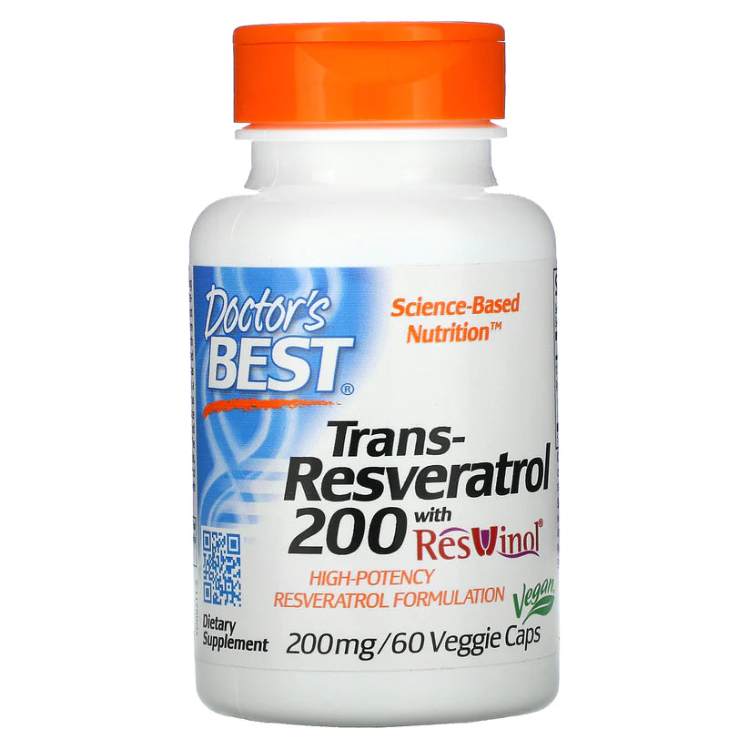 Doctor's Best Trans-Resveratrol 200 with Resvinol, 200 mg, 60 Veggie Caps