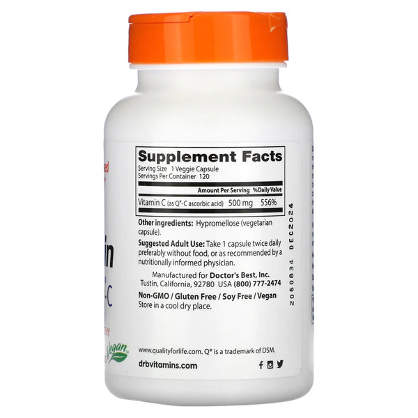 Doctor's Best Vitamin C with Q-C, 500 mg, 120 Veggie Caps