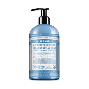 Dr. Bronner's 4-in-1 Baby Unscented Organic Sugar Soap Pump 355ml