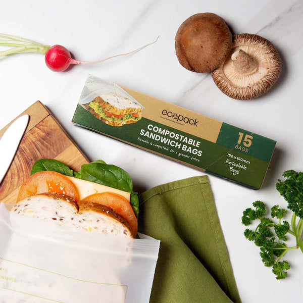 Ecopack Compostable Resealable Sandwich Bags 15bags