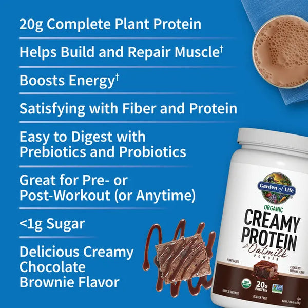 Garden of Life Organic Creamy Protein with Oatmilk – Chocolate Brownie 920gm