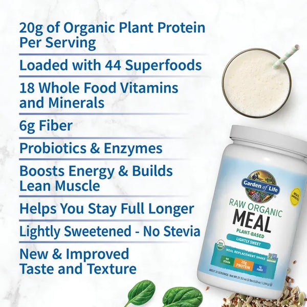 Garden of Life Raw Garden of Life Raw Organic Meal Replacement Protein Powder - Lightly Sweet 1050gm
