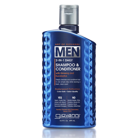 Giovanni MEN 2-in-1 Daily Shampoo & Conditioner - with Ginseng & Eucalyptus 499ml