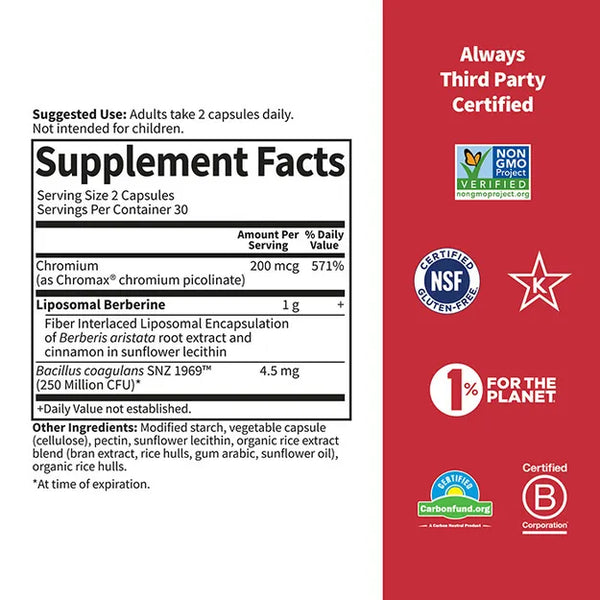 Garden of Life Herbals Liposomal Berberine 60 Vegan Capsules