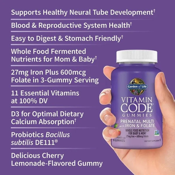 Garden of Life Vitamin Code Prenatal with Iron & Folic Acid 60 Gummies