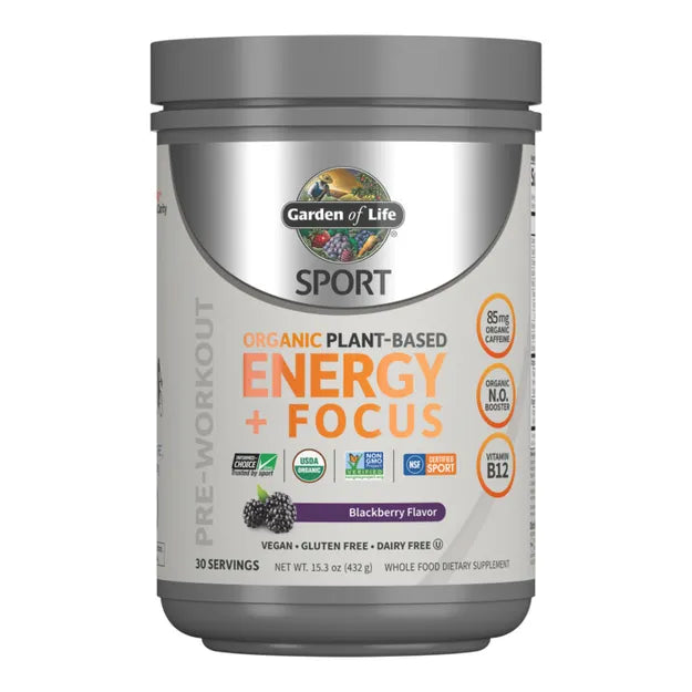 Garden of Life SPORT Organic Plant-Based Energy + Focus Blackberry (432g) Powder