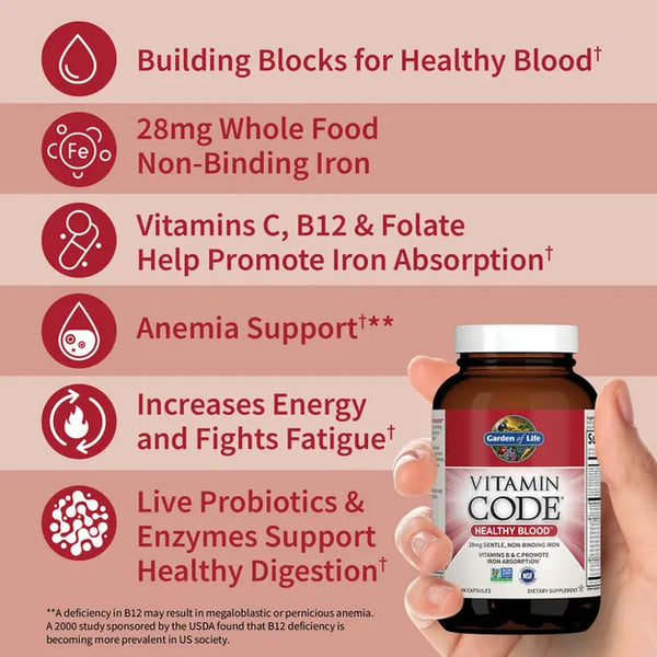 Garden of Life Vitamin Code Raw Healthy Blood 60 Capsules