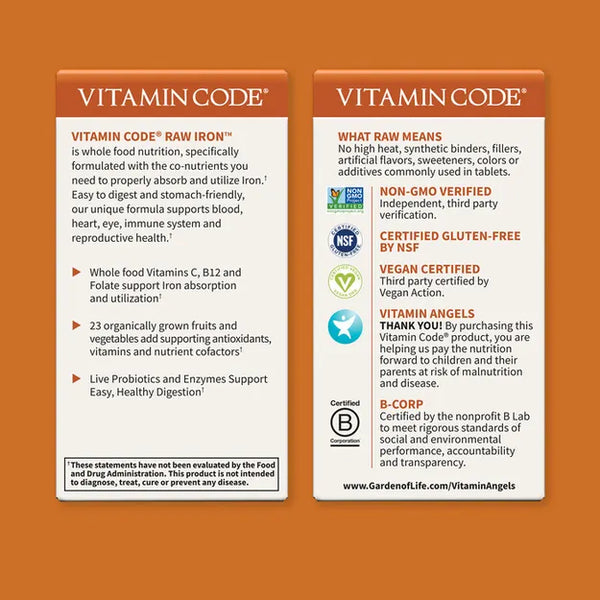 Garden of Life Vitamin Code Raw Iron 30 Capsules